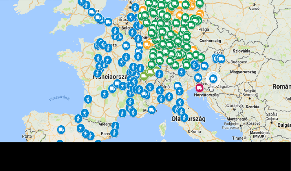 Találkozási pontok gyalogosan és autóval  337